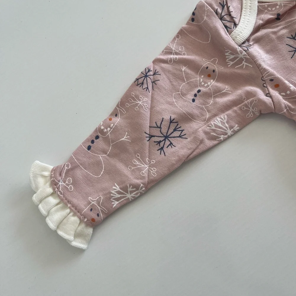 NWT Bestaroo Pink Baby Romper with Snowman Print